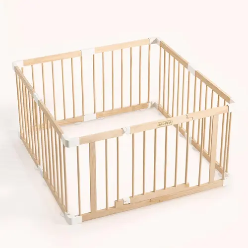 [sohochic ]HARPPA Solid Pine Wood Floor Playpen for Infants - Natural Finish, Non-Toxic, Foldable, Portable, Adjustable, Customizable DIY Shapes, Smooth Edges, Baby Gate Fence, Mothersday Gift, Safe