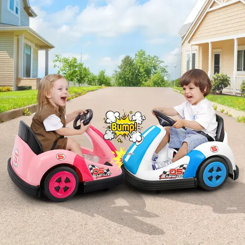 #sohochic Dripex 12V Kids Bumper Car with Big Wheel, 2.2 Mph Max,Ride on toys for Toddlers with Remote, Baby Bumping Toy Car with DIY Stickers,360 Degree-Spin, Music, Bluetooth,LED Lights