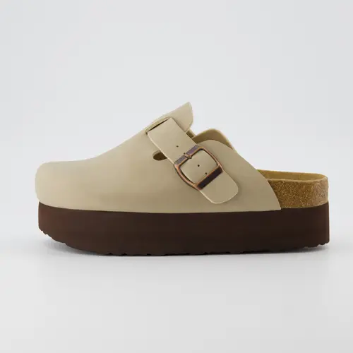 Cushionaire Loom Platform Clogs for Women | Stylish Vegan Suede Closed Toe Women's Clogs with Adjustable Buckle and Memory Foam Cork Footbed | Classic Slip-on Footwear Loafer Mules for Women