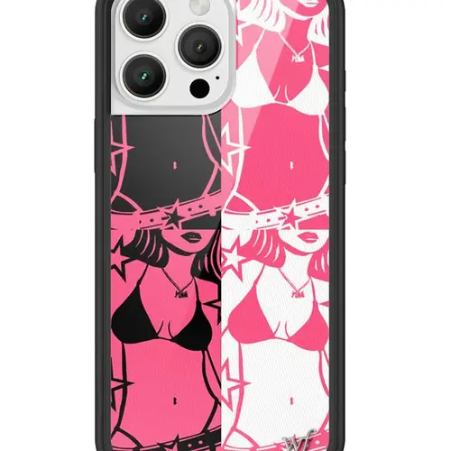 Tara Yummy Collab | Limited Edition Trendy Collaboration iPhone Case | Raised Protective Black Bumper | Women Owned Small Business | Vibrant Pink Black and White Tara Yummy Pretty Design | Safety Casing Protective | Gift for Her
