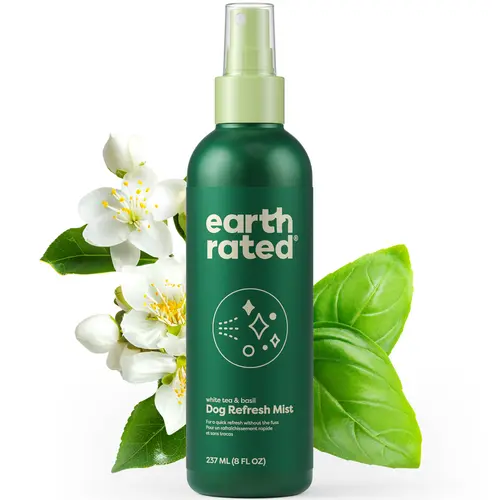 Earth Rated Dog Deodorizing Spray - Odor Control & Coat Conditioner, White Tea & Basil Scent, 8 oz, Natural Grooming, Hypoallergenic & Cruelty-Free