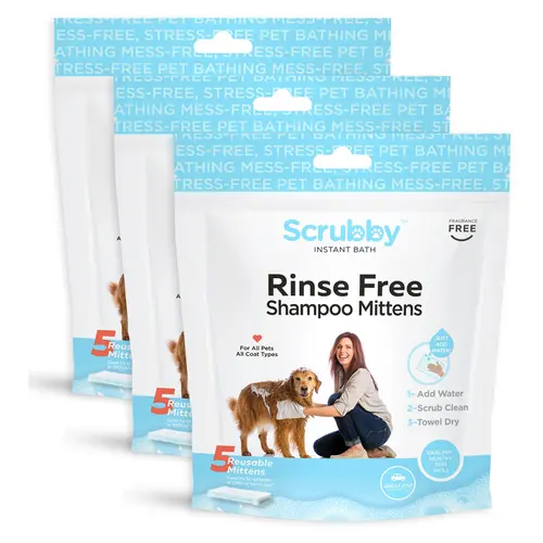 Scrubby Pet 15-Pk Rinse Free On-the-Go Shampoo Pet Mittens