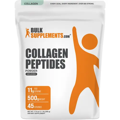 BulkSupplements Bovine Collagen Peptides Powder - Beauty Supplement, Collagen Hydrolysate, Anti Aging, Sugar Free, Gluten Free - 500g, 11g/Serving, Skin Care, Hair & Nail Support, Wound Healing Aid for Adults
