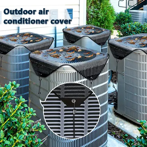 【FaddishDeal】1PC Industrial Ac Unit Cover - Outdoor External Air Conditioner Top Ventilated Cover with Braided Elastic Cords, Waterproof, Durable, Lightweight, 26*26in