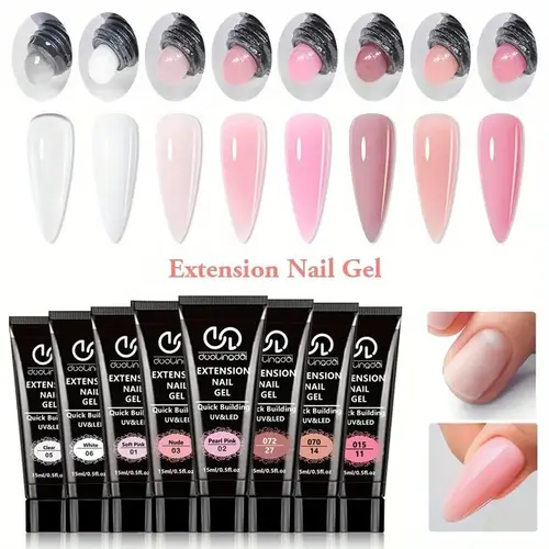 8 Color Extension Gel Nail Kit, Nails Extension Gel, Extend Gel, UV/LED Cured Quick Building Formula Poly Nail Gel, Flexible & Toxin-free Poly Nail Gel, Ideal for Beginners & Professionals, Nail Art Design, Diy French Manicure, Builder Extension Gel
