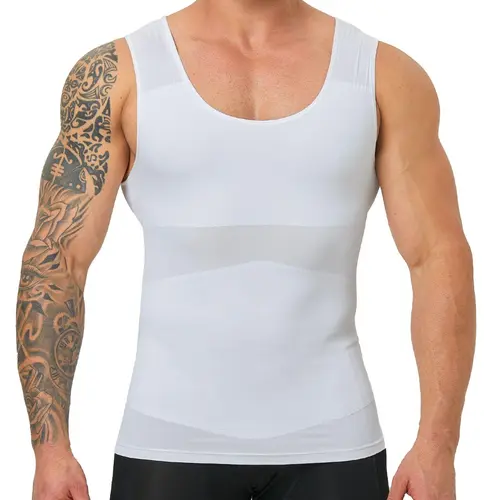 1/2 Pcs Men's Solid Color Sheer Compression Shapewear Tank Top, Breathable Shapewear Top, High Stretch Stretchy Shapewear Tummy Control Shaper, Shapewear Top for Men, Shapewear Garment, Shapewear Vest