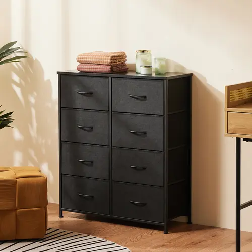 Fabric Storage Tower with 8 Drawers, Bedroom Drawer Dresser Organizer, Chest of Drawers with Fabric Bins, Steel Frame and Wood Top for Bedroom, Closet, Entryway,dorm essentials,home decor
