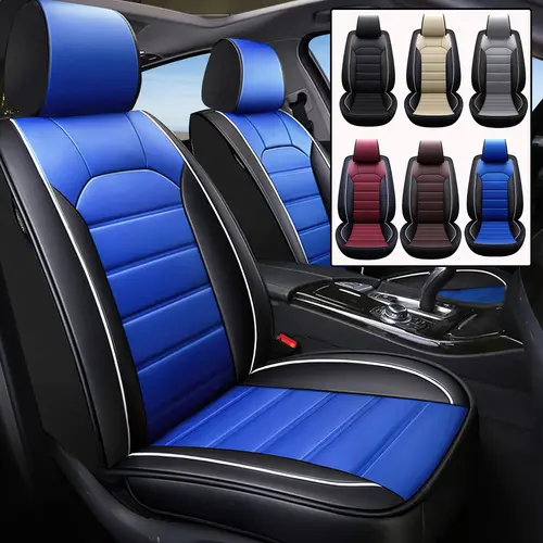Waterproof Car 5 Seat Covers, Front Rear Full Set PU Leather Protector,Car Seat Cushion Cover Universal Fits For Toyota Highlander/Tacoma/Camry/Corolla/RAV4 - Blue #fathersdaygift