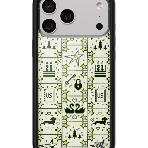 Wildflower Cases x Gracie Abrams Limited-Edition Collab iPhone Case, Women's Owned Small Business, Yellow Background with Vibrant Stars, Black Swans, Lock-and-Key & Tree Patterns, Raised Black Rubber Bumper, Shockproof Polyurethane Protector