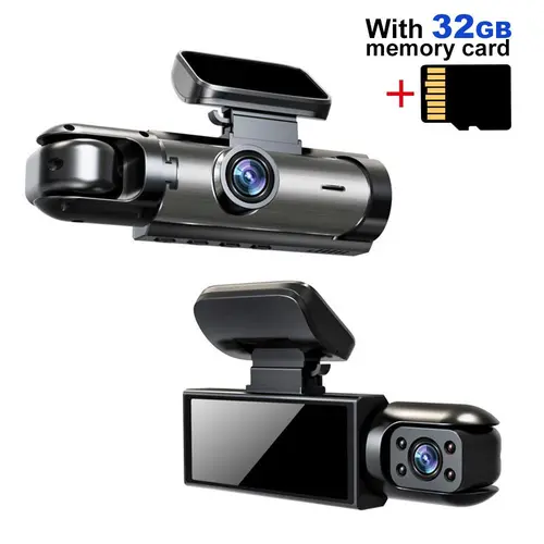 1080P Front & Interior Dual Recording Dash Camera, HD Car DVR Automotive Dashcam with IR Night Vision, 3.16-Inch IPS Screen and Wide-Angle Video Surveillance, Automotive DVR Camera, Dash Cam Front And Inside