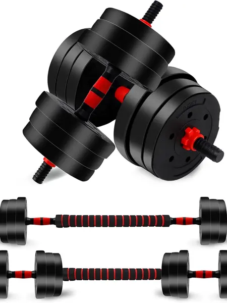 SummerVibes 22/44bls Adjustable Dumbbell Set for Home Gym Fitness Weight Plates, 3-in-1 Ergonomic Modes, Heavy Duty Cast for Strength Training Barbell Weight Set Exercise Equipment Gifts for Mother's Day