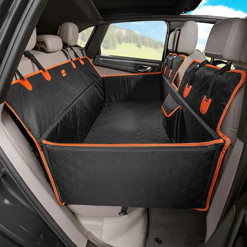 Pecute Dog Car Back Seat Extender - Impact Foam Cover, Hard Bottom, Backseat Protector, 400lbs Capacity, Waterproof Pet Travel Accessory, Car Interior Accessories