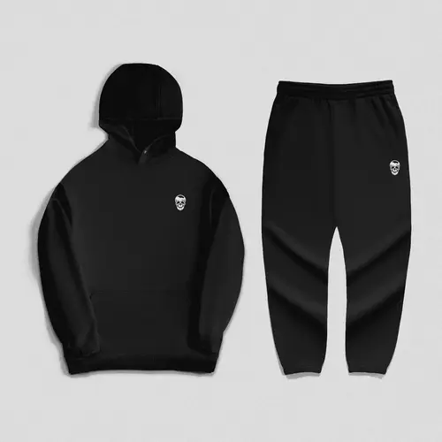 Gymreapers Heavyweight Core Warm-Up Clothing Set - Mensfashion 100% Cotton Loopback Terry Fabric, Anti-Bacterial, Textured Brushed Interior Hoodie & Joggers, Zippered Pockets, Metal Details, Breathable Workout Apparel