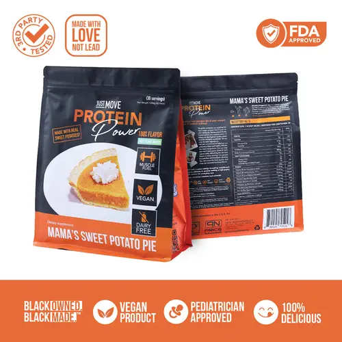 Just Move Vegan Organic Plant-Based Protein Powder - Mama's Sweet Potato Pie Flavor, 20g Protein, Low Carb, Keto-Friendly, Dairy-Soy-Gluten-Free, Non-GMO, Clean Ingredients, Nutrition, Sugar-Free, Clean Eats, Muscle Recovery Supplement, Made in US