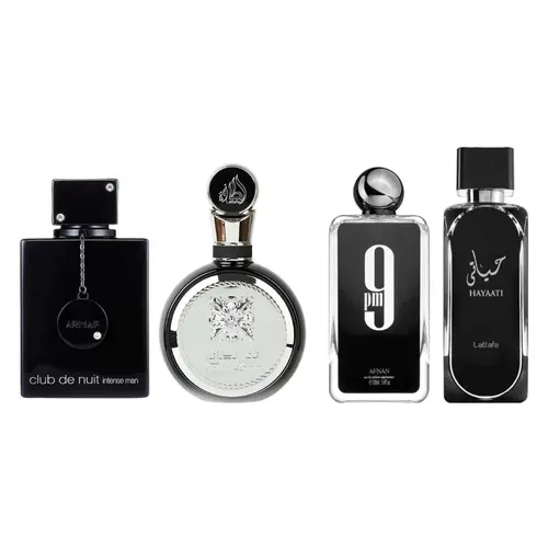 Lattafa Men's 4-Piece EDP Fragrance Multi-Pack Bundle - HAYAATI, Fakhar, CLUB DE NUIT INTENSE, 9 PM by Afnan, 3.4oz(100ml) - Everyday Wear, Gifting Options for Dads, Boyfriends (Father's Day, Birthday), Father's Day Gifts, Mens Gifts
