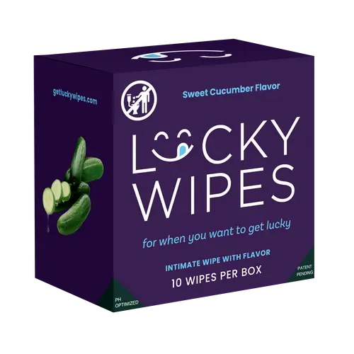 Sweet Cucumber Flavored Wipes For Men, Lucky Wipes,  10 Wipes per Box, Scented and Flavored, Gentle, Personal Care, pH Optimized men's hygiene, Made in the USA