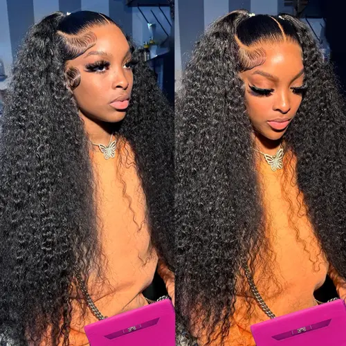 Bling Hair Kinky Curly 13x6 13x4 Lace Front Wigs Human Hair 180% Density Curly Human Hair Wig for Women Natural Black HD Transparent Lace Frontal Wigs Human Hair Pre Plucked with Baby Hair sohochic
