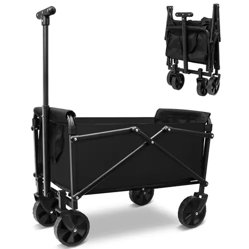 Collapsible Foldable Wagon, Foldable Wagon Cart With Wheels, Wagons Carts Foldable, Large Capacity Portable Utility Grocery Wagon For Shopping, Sports, Camping, Garden