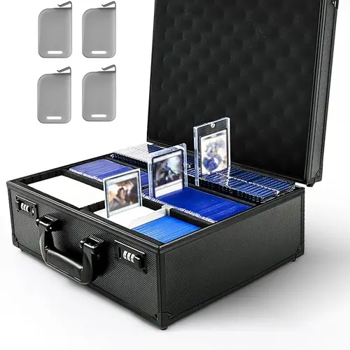 Kabinka Toploader Storage Hard Case for 3"x4" 35pt Rigid Sports Cards, Combination Lock, Hard Panel, Easy Transport, Holds 600+ Toploaders & 120+ Magnetic Card Holders (14.96*11.42*5.9 in), Box