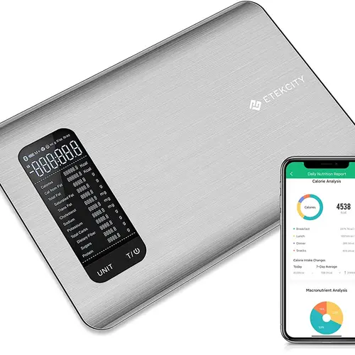 [Live Exclusive] Etekcity Food Nutrition Scale, Digital Grams and Ounces for Weight Management With App, 19 Facts Tracking, 11 Pounds-Large, Stainless Steel Healthcare BlackFriday, Weighing Scale, Food Scale