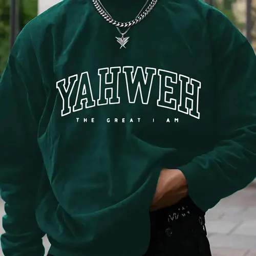 Men's Letter Print Drop Shoulder Casual Fashion Sweatshirt, Loose Casual Long Sleeve Round Neck Pullover for Fall & Winter, Men's Clothes for Daily Wear