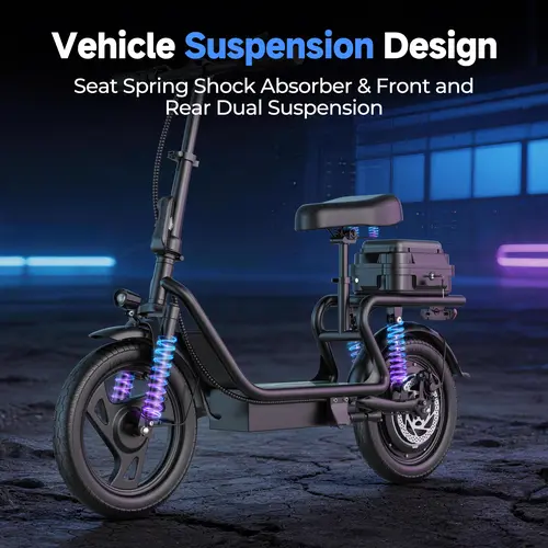 【AOVOPRO-VOLTVOGUE】ESBS Electric Scooter, Peak Power 750W, Top Speed 22 mph, Battery 10.5-22.5Ah, Driving Range 20-60 Miles, Adjustable Height, Electronic Brake, 14-inch Inflatable Tires.