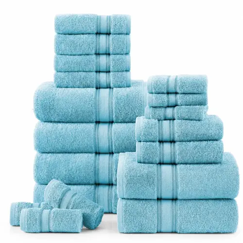 LANE LINEN 18-Piece Lint-Resistant Cotton Bath Towel Set - 6 Bath, Hand & Washcloths Each, 550 GSM Soft Absorbent Breathable Quick Dry, OEKO-TEX Certified Bathroom Set (Ideal for Father's Day, Valentine's Day Gifting for Dads)