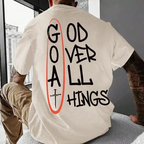 Men's Letter Print Round Neck Tee, Loose Street Fashion Short Sleeve T-shirt for Daily Wear, Casual Street Style Comfy Top for All Seasons, Apparel T Shirt