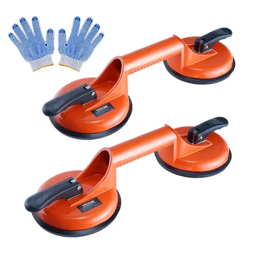 【toolupgrade】VEVOR Industrial Glass Suction Cup Lifter, 2-Pack 4.7 in/119 mm Car Repair Tools with Aluminum Handle, Strong Seal 330 lbs Load Capacity for Glass, Granite Lifting