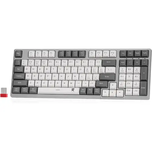 Redragon BK7114 Low-Profile Compact Wireless Keyboard, 98-Key Scissors Mechanism, 2.4G-BT Connection, Tactile Silent Keystrokes, Mixed Color Keycaps, Sleek & Portable Design, Slim Office Accessory for PC