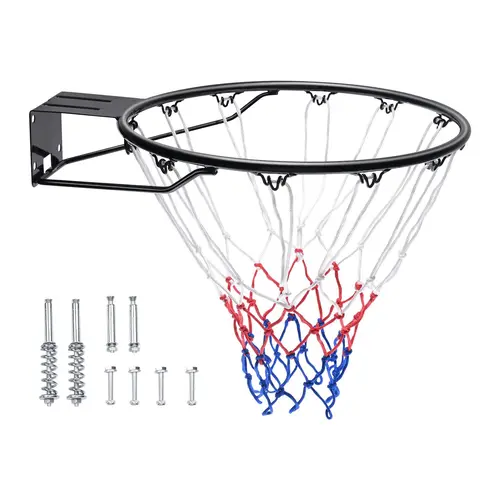 【toolupgrade】VEVOR Basketball Rim Training Equipment, Wall-Door Mounted Hoop with Net, Heavy-Duty Q235 Flex Goal Replacement, Dual Compression Springs, 18" Standard Easy Installation Indoor/Outdoor Adult Hoop