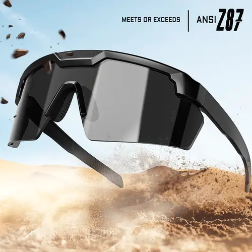 MAXJULI Trendy Sporty Rectangular Sunglasses - WISTON XL Z87 Unisex Semi-Rimless Polycarbonate TR90 Frame, Lightweight Durable UV400 Protection, Sports Outdoor & Casual Men's Sunglasses for Wide Heads, Men's Accessories 8226
