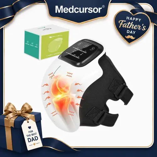 Medcursor Cordless 3-IN-1 Heated Knee Massager with LED Touch Screen 3 Vibration Modes & 3 Heating Levels Ergonomic Design for Comfortable Relaxation Ideal Mother's Day Gift for Parents Adjustable Settings