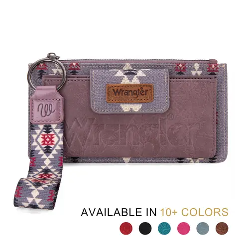 Wrangler Wallet RFID Purse for Women Aztec Clutch Wristlet Wallet with Boho Credit Card Holder