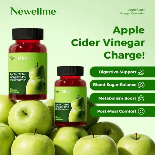 NEWELLME Organic ACV Vitamin Gummies, Natural Gut Support Supplement for Energy Levels & Metabolism, Edible Dietary Wellness Aid