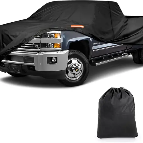 Pickup Truck Full Cover - 10-Layer Waterproof All Season Cover, Zippered Exterior Protection with Cotton, UV/Rain/Snow Resistance, Reflective Strips, Universal Fit for Automobiles Up to 210 in