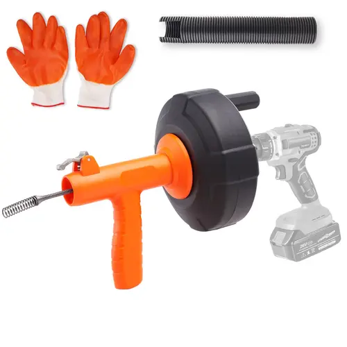 【toolupgrade】VEVOR 25Ft Drain Auger - Sewer Snake Drain Clog Remover with Auto Feed, Drill Adapter Head, Protective Hose, Gloves, Toilet Safe Versatile Plumbing Tool for Kitchen & Bathroom Sink/Shower