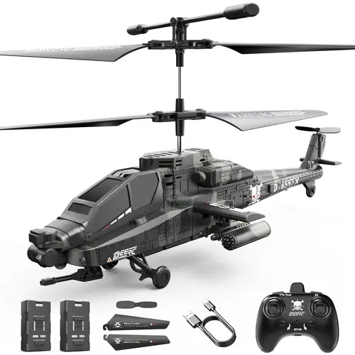 DEERC Remote Controlled Helicopters for Beginners - 2.4GHz RC Toy Aircraft with LED Lights, Altitude Hold, Emergency Stop, 26 Mins Flight Time, 2 Separately Packed Rechargeable Batteries, Charging Cable, Durable PVC-Free Design, Cool Boy Gifts, Fun Toy