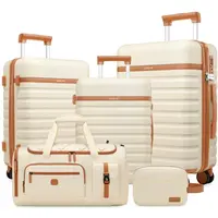 UKEIN 5-Piece Travel Bag Set, Lightweight & Durable Solid Hardshell Luggage with 360° Spinner Wheels, Includes Carry On & Convertible Backpack, Durable Luggage Set