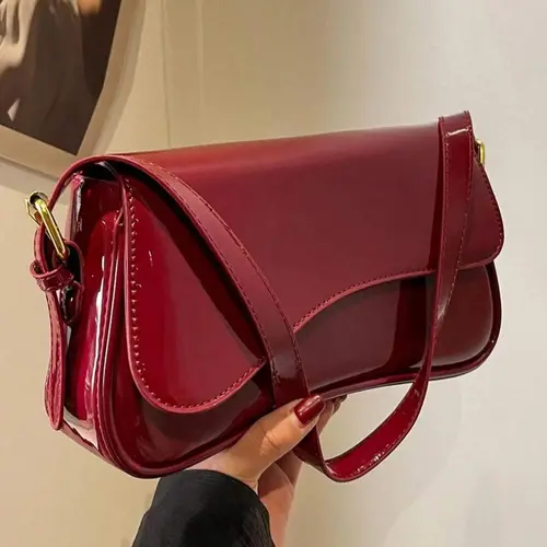 Women's Solid Color Bag, Fashionable PU Leather Shoulder Bag for Daily Used, Casual Trendy Versatile High-quality Daily Commuting Bag