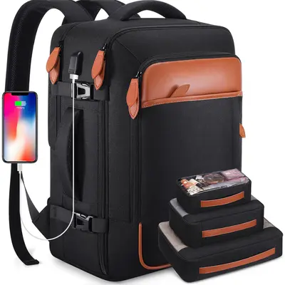 UKEIN 40L Expandable Stowable Shoulder Straps Backpack for Men & Women Airline Approved Carry On Laptop Backpack with 4 Packing Cubes Water Resistant  Weekender Bag for Business School Travel, Spring Airport Backpack, Carry On Luggage,summervibes