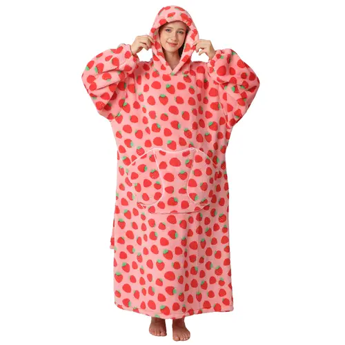 Msrlassn Oversized Wearable Blanket Hoodie for Mom Girlfriend Women Men, Halloween 1Pcs Plus Size Pajamas Loungewear Nightwear Oversized Wearable Hoodie Sweatshirt Pullover Blanket Warm Hoodie with Pocket