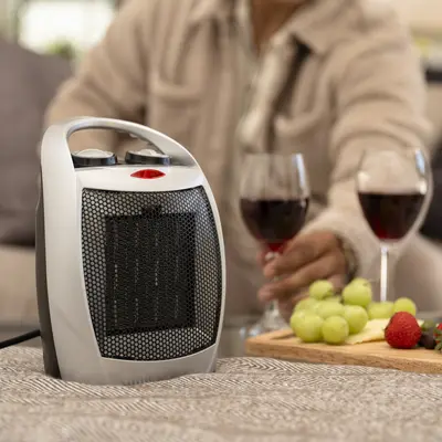 R.W.FLAME/Kismile Portable Ceramic Space Heater with Adjustable Thermostat, 750W/1500W, Three Heating Modes, Fan-Only, ETL-Certified, 6.2"x4.74"x8.4" Compact Design,  Home Appliances