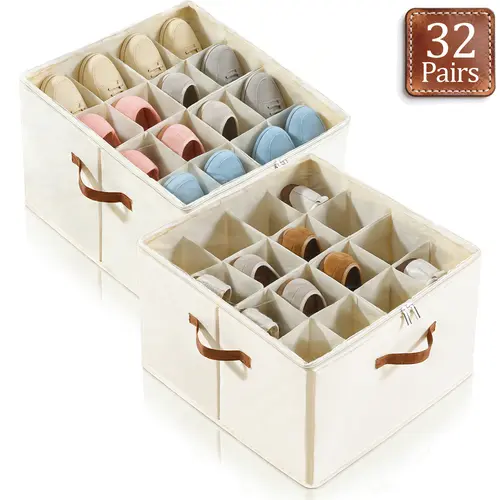 TAYTUU Dustproof Shoe Organizer with Adjustable Dividers, Holds 16-32 Pairs, Fabric Shoe Box for Home Organization, Shoe Storage Organization, Gift,dorm essentials,home decor
