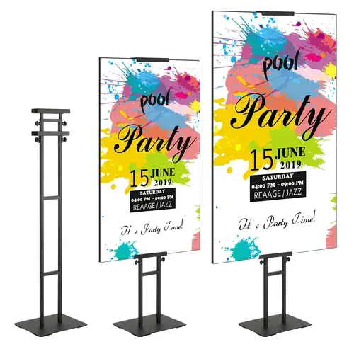 【toolupgrade】VEVOR Aluminum Vertical Poster Stand, 3.9"-75" Adjustable Height, 7.9 lb Dual-Sided Heavy-Duty Pedestal Sign Holder, Shock-Absorbing Base for Stability & Optimal Reading, Black Promotional Office Presentation Display, Foam & Board Ready, Qui