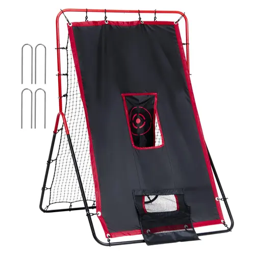 【toolupgrade】VEVOR 2-in-1 Baseball Pitch Trainer & Rebounder Net, 3.5x4.5ft Portable Sturdy Fielding Tool with 3 Zones, Steel Frame, 30-Strand High-Density PE Net, 3.3kg/7.3lbs, Easy Assembly, Enhances Ball Return Randomness for Baseball Hitting Training