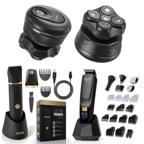 OLOV Men's All-purpose Grooming Three-piece Set | Shaving, Trimming, and Balding are All Done in One Stop. The Ultimate Equipment for Men's style  Rechargeable Shaver Kit Head Shaver,dorm essentials