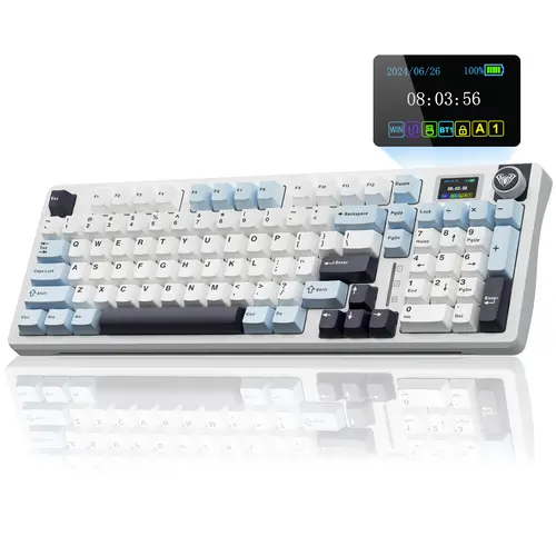 AULA S98 Pro Wireless Mechanical Creamy Keyboard - Hot Swappable Pre-lubed Linear Switches, Gasket Structure, LCD Screen & Knob, Tri-Mode BT5.0/USB-C/2.4GHz, LED Backlit, Gaming Bluetooth Keyboard