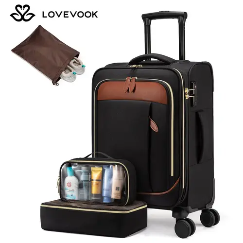 LOVEVOOK Carry On Luggage 22x14x9 Airline Approved with TSA Lock, Durable Soft Suitcases with Spinner Wheels, Lightweight 20 Inch Travel for luggagesets Men and Women.