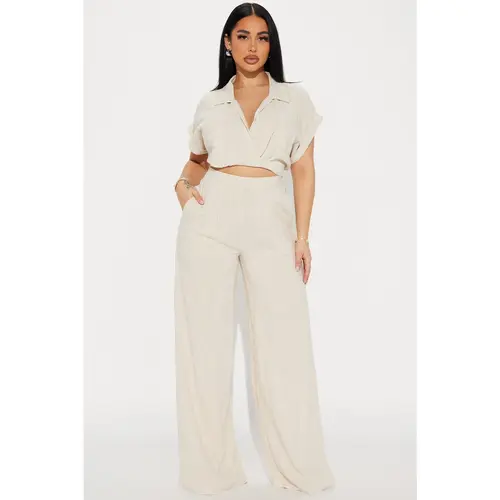 Andrea Linen Pant Set - Oatmeal